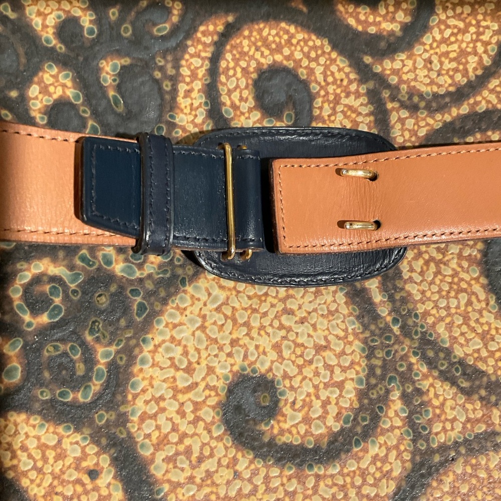 Vintage Hermès deep navy blue leather belt - Picture 7 of 14